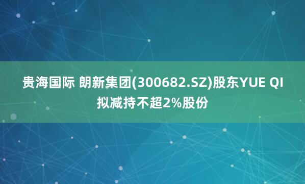 贵海国际 朗新集团(300682.SZ)股东YUE QI拟减持不超2%股份