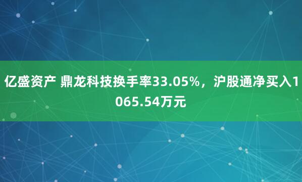 亿盛资产 鼎龙科技换手率33.05%，沪股通净买入1065.54万元